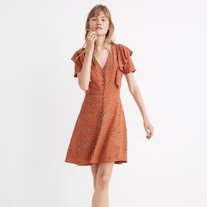 Madewell Flutter-sleeve button dress ginger floral